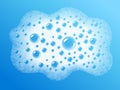 Soap foam overlying on the background of a blue water color. Transparent vector