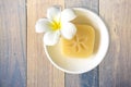 Soap and frangipani flower