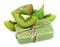 Soap with fresh kiwi Royalty Free Stock Photo