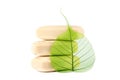 Soap with a green leaf Royalty Free Stock Photo