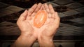 Hands holding soap for cleaning washing hands Royalty Free Stock Photo