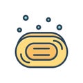 Color illustration icon for Soap, bar and bubbles