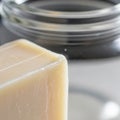 The soap\'s texture and sheen, highlighting its clean, minimalistic Royalty Free Stock Photo