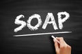 SOAP - Simple Object Access Protocol is a messaging protocol specification for exchanging structured information in the Royalty Free Stock Photo