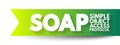 SOAP - Simple Object Access Protocol is a messaging protocol specification for exchanging structured information in the
