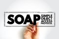 SOAP - Simple Object Access Protocol is a messaging protocol specification for exchanging structured information in the Royalty Free Stock Photo