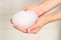 Soap suds in palms