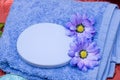 Soap, towel and flowers Royalty Free Stock Photo