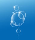 Soap or Water bubbles Drop Underwater on Light Blue background .vector design element EPS10 illustration Royalty Free Stock Photo