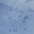 Soapbubbles flying in the sky Royalty Free Stock Photo