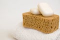 Soaps, Bath Sponge and Towell Royalty Free Stock Photo