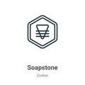 Soapstone outline vector icon. Thin line black soapstone icon, flat vector simple element illustration from editable zodiac Royalty Free Stock Photo