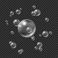 Soapy bubbles isolated on transparent background. Circle water bubbles. Vector illustration