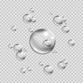 Soapy bubbles isolated on transparent background. Fizzing air bubbles stream. Circle air bubbles in water. Vector illustration Royalty Free Stock Photo