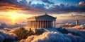 A Majestic Floating Temple of Apollo A Vision of Greek Mythology in the Clouds Featuring Stunning Fantasy Architecture