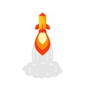Soaring ballistic missile. Rocket with fire and smoke takes off from launch pad Royalty Free Stock Photo