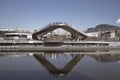 Soaring bridge over the Moskva River. Beautiful architectural composition