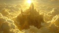 The soaring city: houses and towers, as if raised on the wings, hide in the clouds, leaving trace