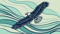 Soaring Eagle Above Abstract Waves: Freedom Dynamic Flight, vector design Generative AI Royalty Free Stock Photo
