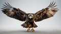 a soaring eagle in mid-flight against a clean background