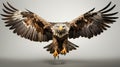 a soaring eagle in mid-flight against a clean background