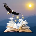 Soaring Eagle, Open Book, and Stars: A Journey of Knowledge Royalty Free Stock Photo