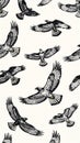 Soaring Hawks Pattern - Dynamic Black and White Bird Design Royalty Free Stock Photo