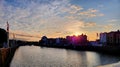Soaring sky at sunset over the Liffey River Royalty Free Stock Photo