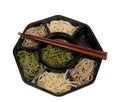 Soba lunch box and chopsticks-clipping path Royalty Free Stock Photo