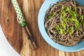 Soba noddles in the bowl Royalty Free Stock Photo