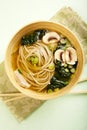 Soba Noodle and Kale Soup Royalty Free Stock Photo