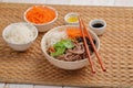 Soba noodle soup with nori and vegetables