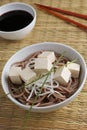 Soba noodle soup with tofu and daikon radish