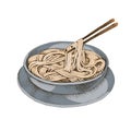Soba noodles with bamboo chopsticks