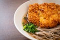 Soba ramen noodle with Japanese fried pork cutlet (tonkatsu