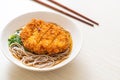 Soba ramen noodle with Japanese fried pork cutlet (tonkatsu