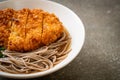 Soba ramen noodle with Japanese fried pork cutlet (tonkatsu