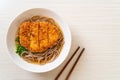 Soba ramen noodle with Japanese fried pork cutlet (tonkatsu