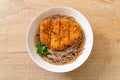 Soba ramen noodle with Japanese fried pork cutlet (tonkatsu