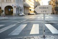 Sober Life Sign on an Urban Street at Sunset