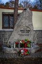 Memorial stone of Witold Pilecki, Polish World War II cavalry officer, Pod Wiezyca, Poland.