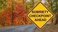 Sobriety Checkpoint Ahead Warning Sign - Autumn Background Royalty Free Stock Photo