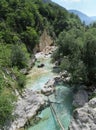 Soca river in Spodnja Trenta valley in Julian Alps Royalty Free Stock Photo