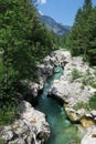 Soca river in Spodnja Trenta valley in Julian Alps Royalty Free Stock Photo