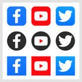 Socail Media Facebook, Youtube and Twitter Icon
