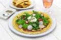 Socca, farinata, chickpea pancake Royalty Free Stock Photo