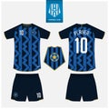 Soccer jersey or football kit mockup template design for sport club. Football t-shirt sport, shorts mockup.