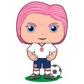 Cute girl football player with pink hair illustration