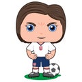 Cute bobble head female football soccer player illustration