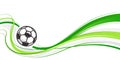Soccer abstract background with ball and green waves. Abstract wave football element for design. Football ball. Royalty Free Stock Photo